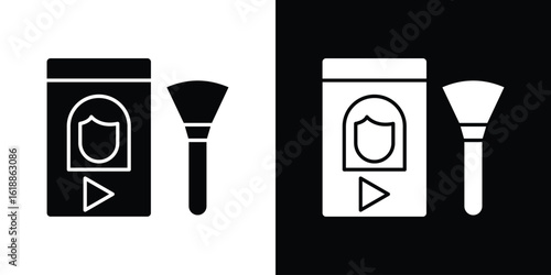 Makeup tutorial video icon silhouette set. vector pictograms for ui