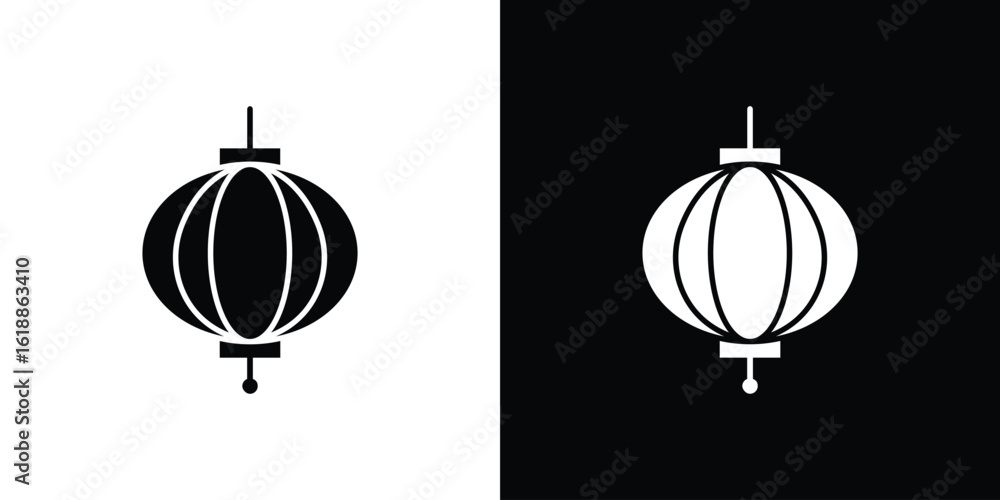 Fototapeta premium Lantern icon silhouette set. vector pictograms for ui