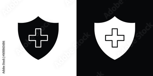 Immune guard icon silhouette set. vector pictograms for ui