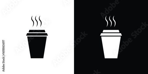 Hot coffee cup icon silhouette set. vector pictograms for ui