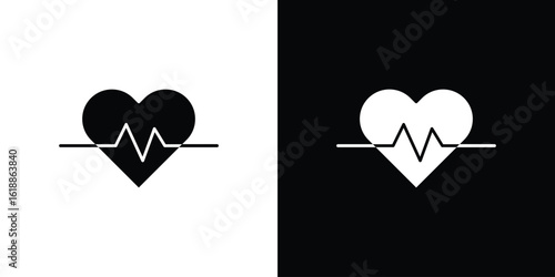 Heartbeat icon silhouette set. vector pictograms for ui