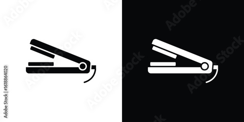 Hair straightener icon silhouette set. vector pictograms for ui