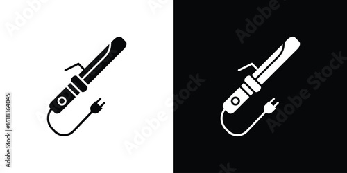 Hair curler icon silhouette set. vector pictograms for ui