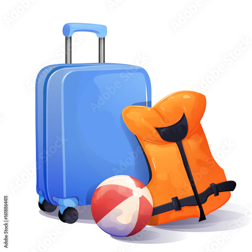 Obraz na plátně Design of vector illustrations of beach accessories for vacation