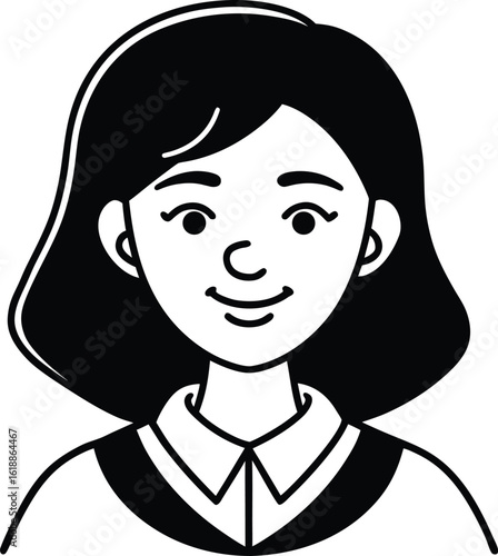 student avatar flat vector line art white background friendly