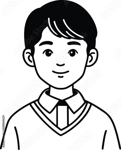 student avatar flat vector line art white background relaxed
