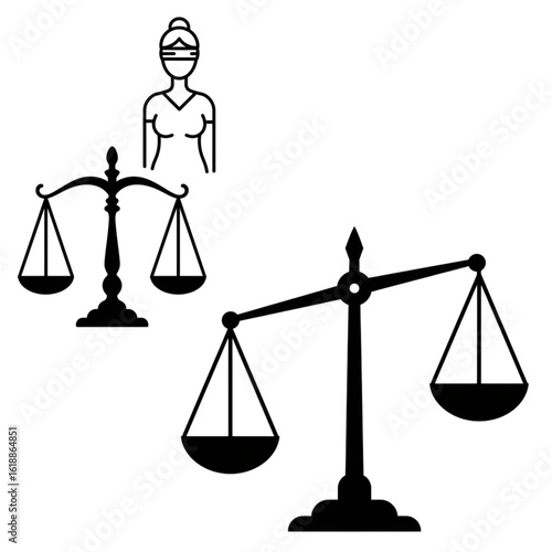 Justice symbol featuring Lady Justice and balanced scales for legal themes and fair representation
