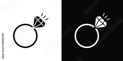 Diamond ring icon silhouette set. vector pictograms for ui