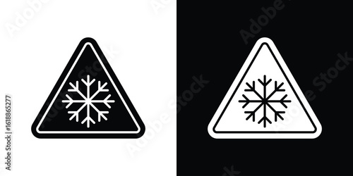 Cold warning signs silhouette set. vector pictograms for ui