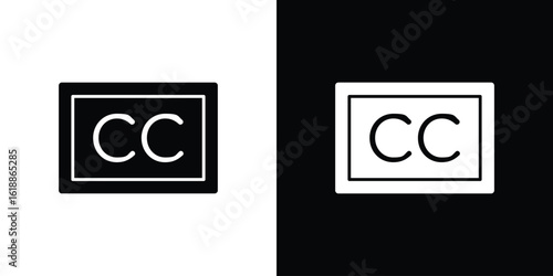 Closed caption icon silhouette set. vector pictograms for ui