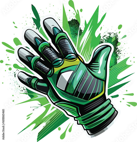 Green sports glove with abstract splash protective gear action