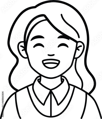 student avatar flat vector line art white background surprised