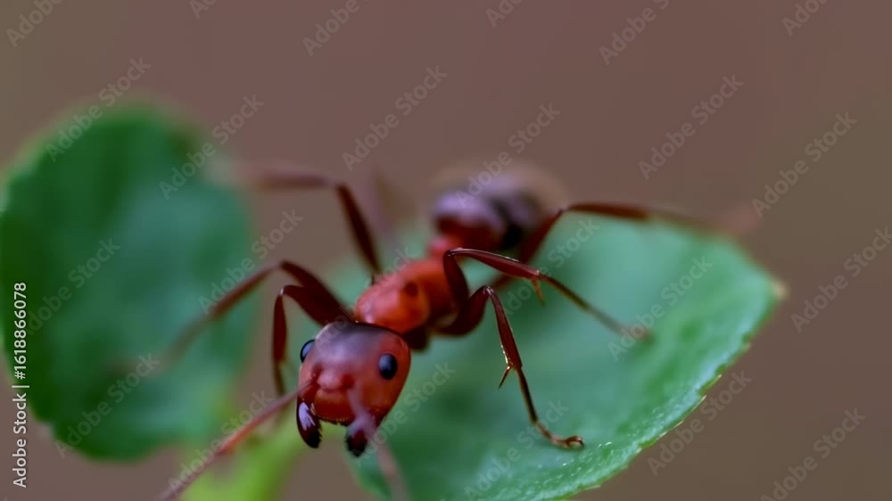Macro Ant on Leaf: Close-Up of Insect's Detailed Features Macro Ant on Leaf: Close-Up of Insect's Detailed Features