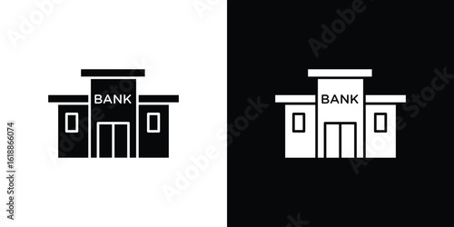 Bank building icon silhouette set. vector pictograms for ui