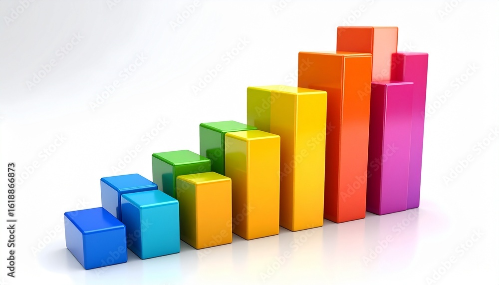 Colorful Rising Bar Graph Representing Growth and Success. Colorful Rising Bar Graph Representing Growth and Success.