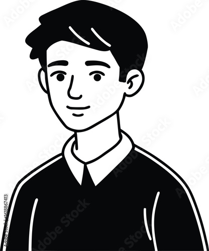 student avatar flat vector line art white background looking left