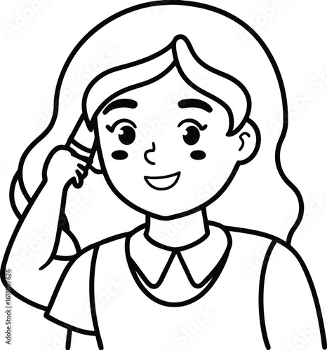 student avatar flat vector line art white background looking right