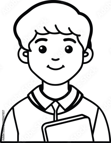 student avatar flat vector line art white background confident expression