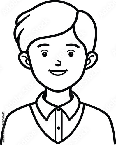 student avatar flat vector line art white background happy mood