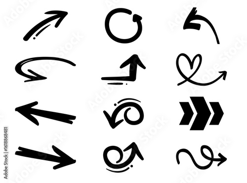 set of hand drawn arrows, Clean and Bold Arrows for Infographic Design