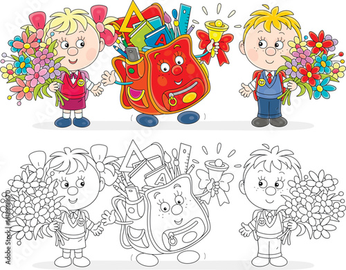 Little schoolchildren with ...