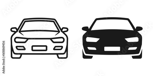 Modern Car Icon, Automobile Front View Vector Symbol