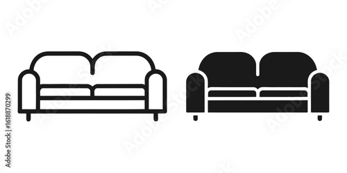 Sofa Icon, Couch and Living Room Furniture Vector Symbol