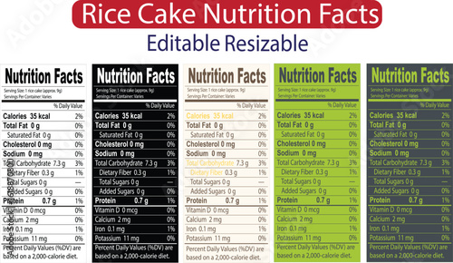 rice cake nutrition facts, rice cake nutrition information, rice cakes nutrition label and Rice Cake Nutrition Facts Label - Editable Template