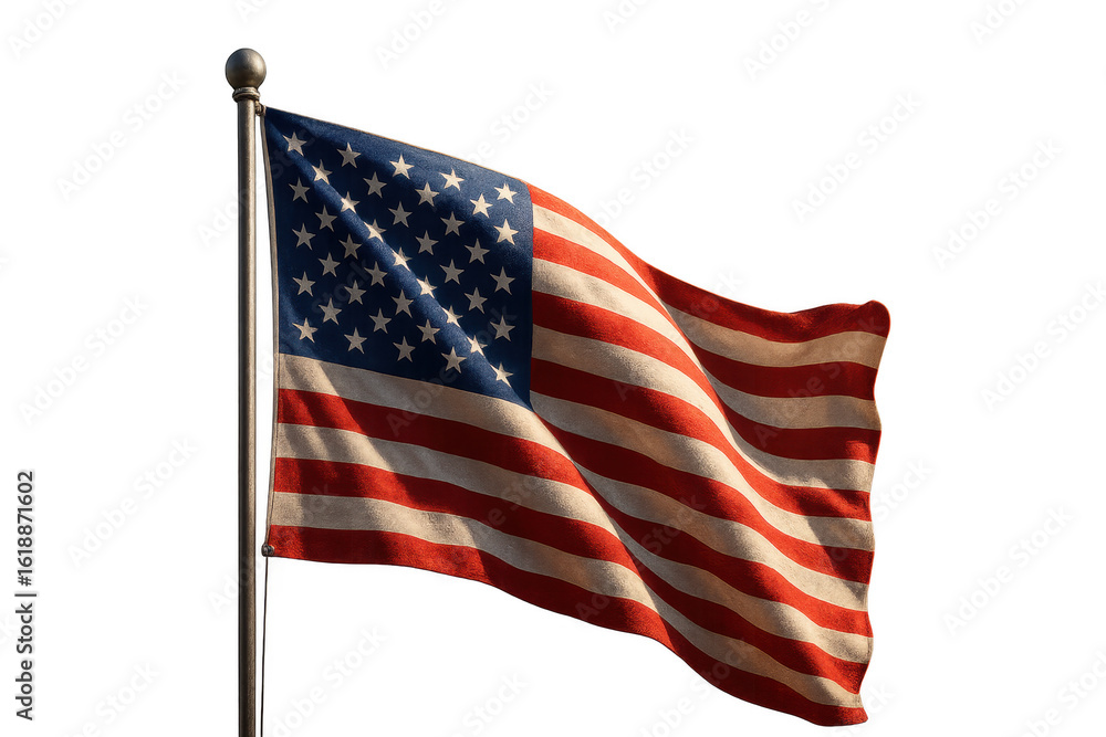 Obraz premium United States flag waving on transparent background