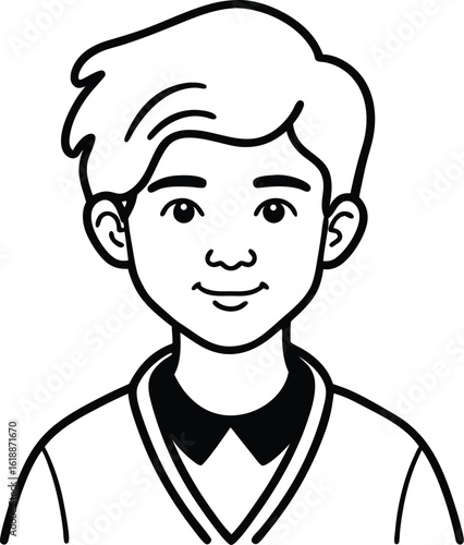 student avatar flat vector line art white background laughing softly