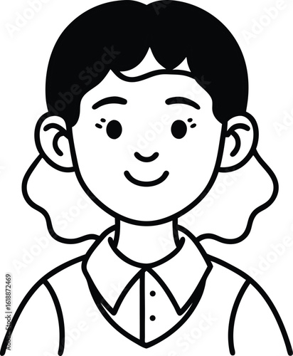 student avatar flat vector line art white background soft expression