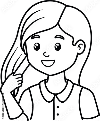 student avatar flat vector line art white background confident smile