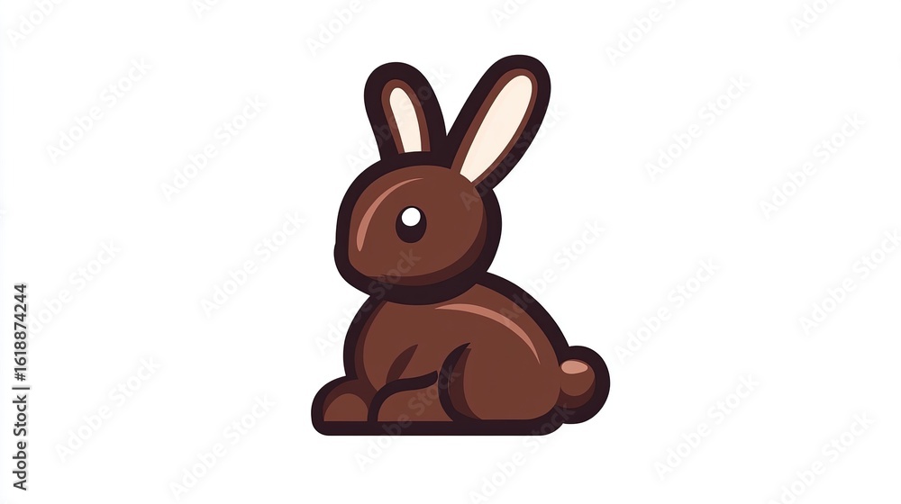 Obraz premium A single vector icon of a chocolate bunny, bold black outline, flat colors, no gradient, simple and modern style, white background, high contrast 