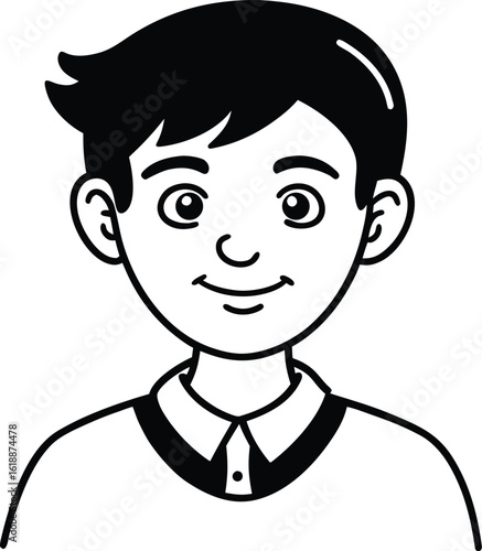 student avatar flat vector line art white background curious glance