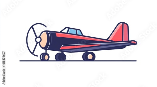 A single vector icon of an airplane, bold black outline, flat colors, no gradient, simple and modern style, white background, high contrast