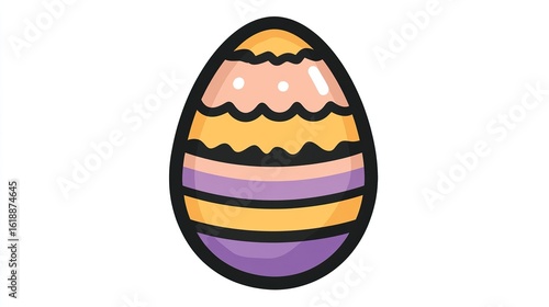 A single vector icon of an Easter egg, bold black outline, flat colors, no gradient, simple and modern style, white background, high contrast 