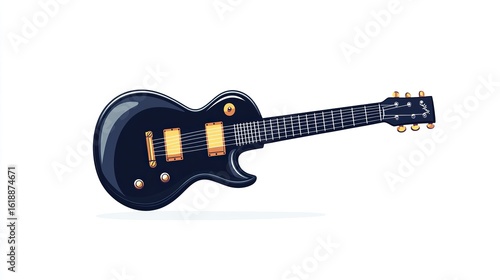 A single vector icon of an electric guitar, bold black outline, flat colors, no gradient, simple and modern style, white background, high contrast 