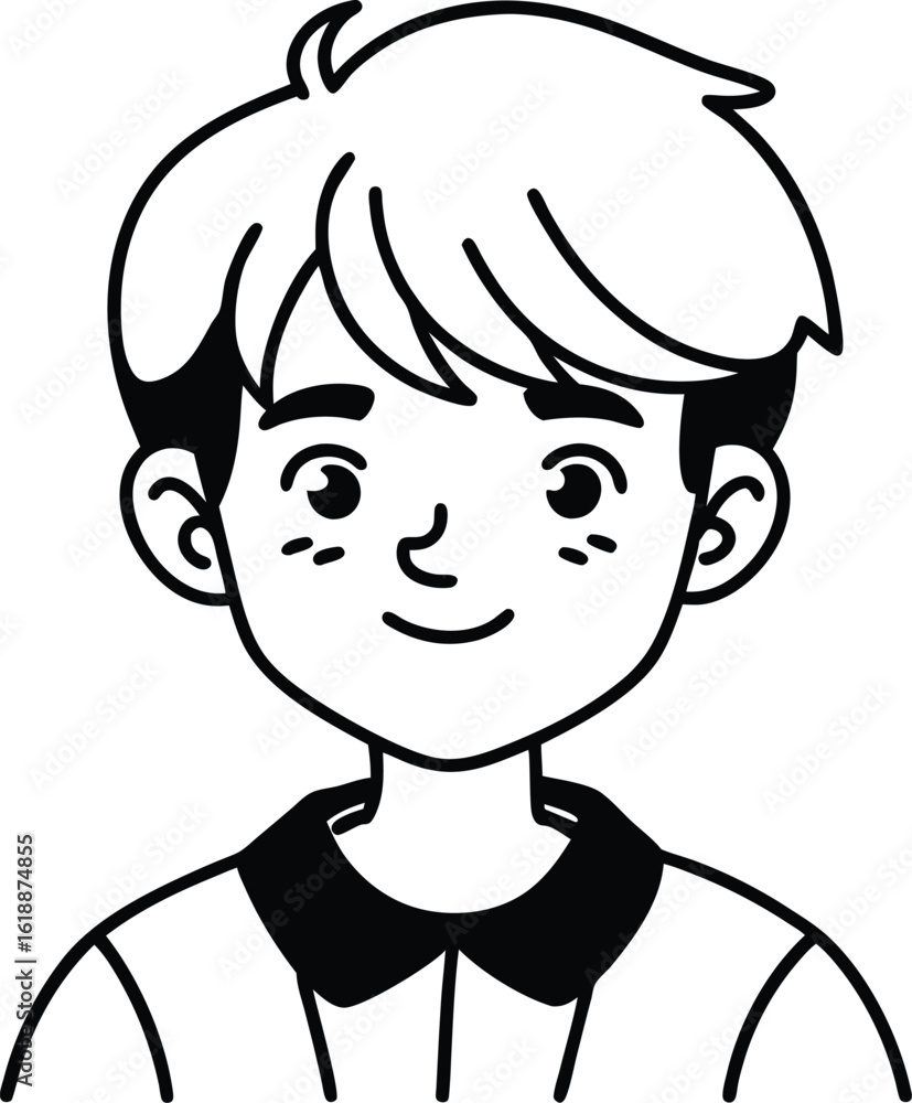 Obraz premium student avatar flat vector line art white background serious look