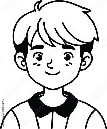 student avatar flat vector line art white background serious look
