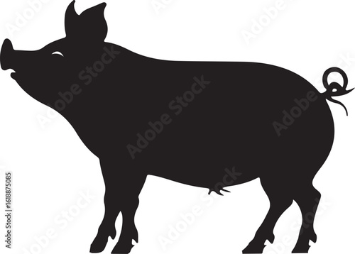 Silhouette of pig standing
