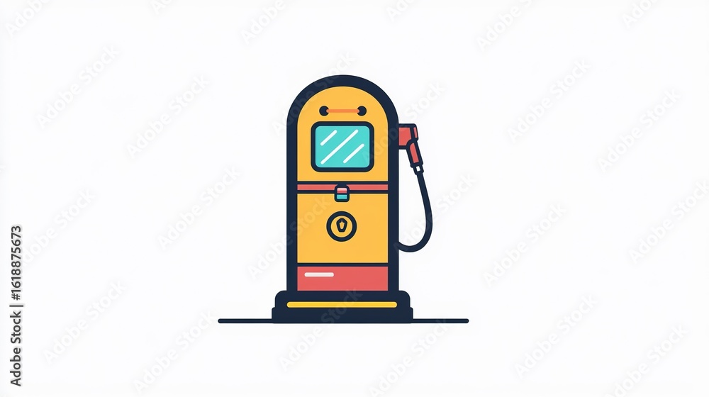 A single vector icon of a gas pump, bold black outline, flat colors, no gradient, simple and modern style, white background A single vector icon of a gas pump, bold black outline, flat colors, no gradient, simple and modern style, white background