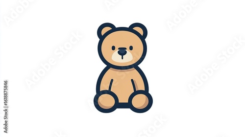 A single vector icon of a teddy bear, bold black outline, flat colors, no gradient, simple and modern style, white background,