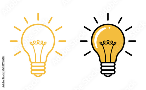 Lamp line icon set, lamp idea collection, Light bulb icon, electricity, energy