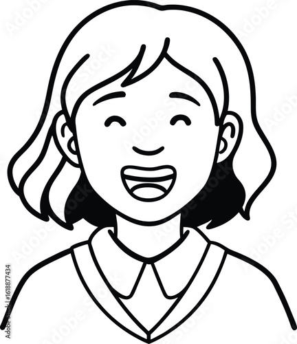 student avatar flat vector line art white background with glasses