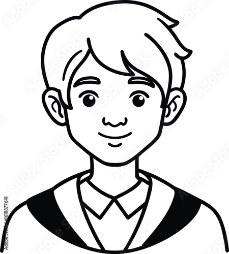 student avatar flat vector line art white background curious smile