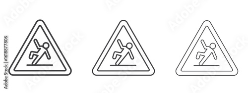 Wet Floor signs - editable stroke vector illustration
