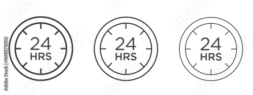 Twenty four hours icon - editable stroke vector illustration