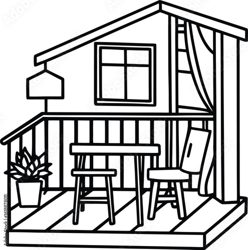 dorm with balcony small table and cozy chair