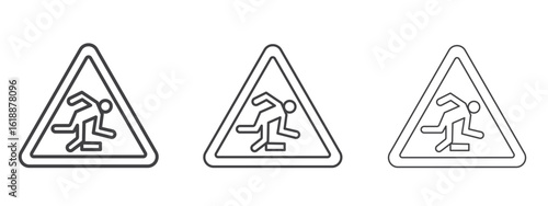 Tripping hazard warning signs - editable stroke vector illustration