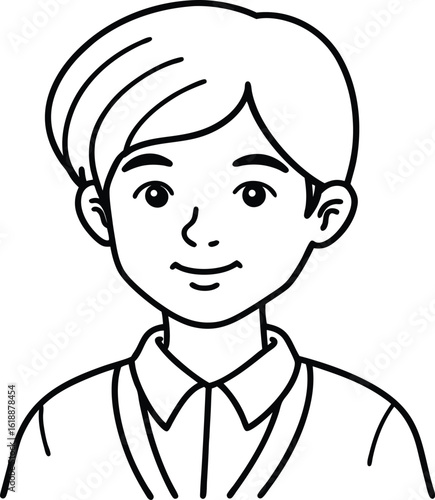 student avatar flat vector line art white background calm eyes